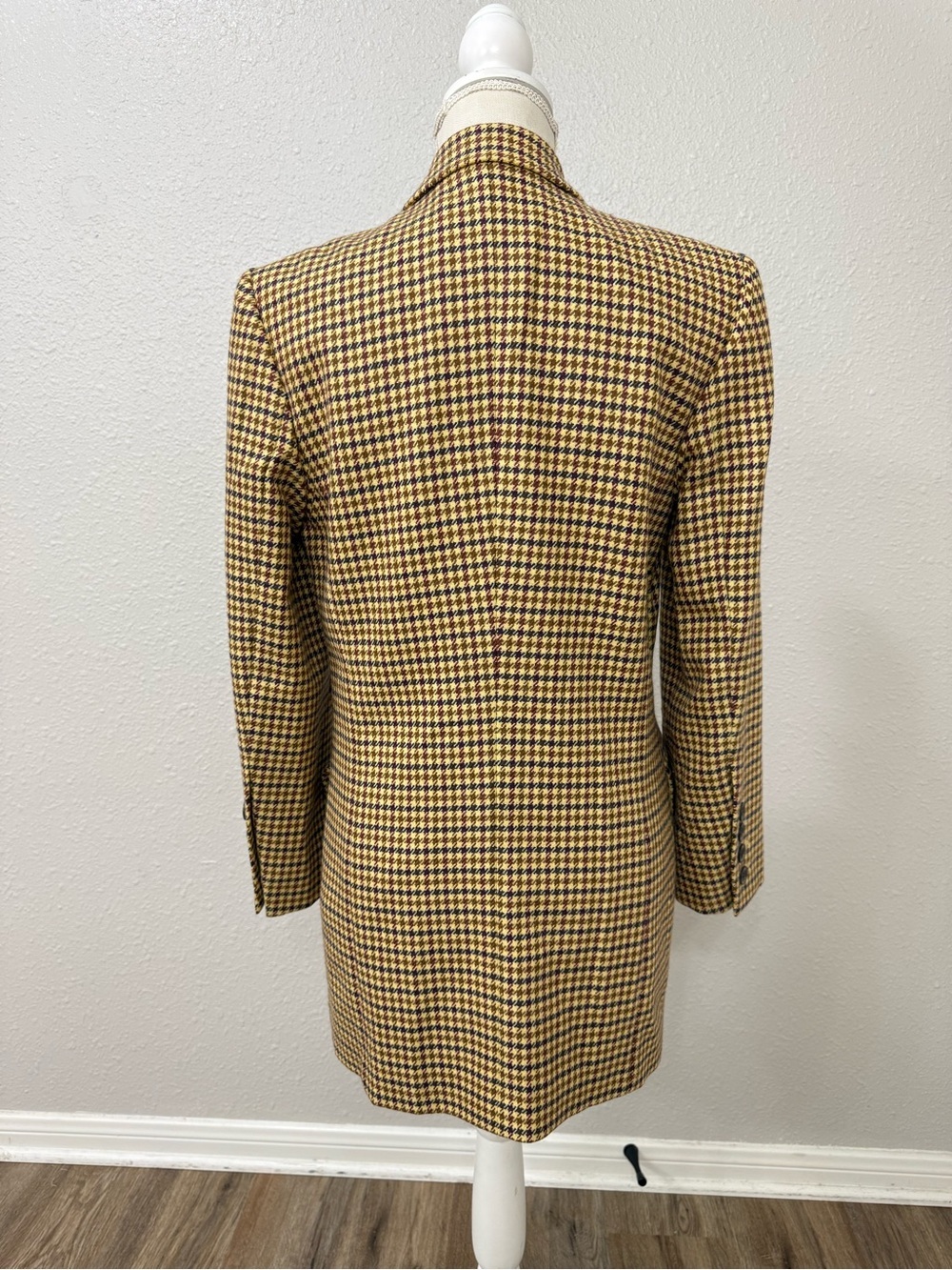 Laurel Classics Wool Cashmere Houndstooth Longline Blazer Jacket Old Money Sz S - Picture 2 of 13